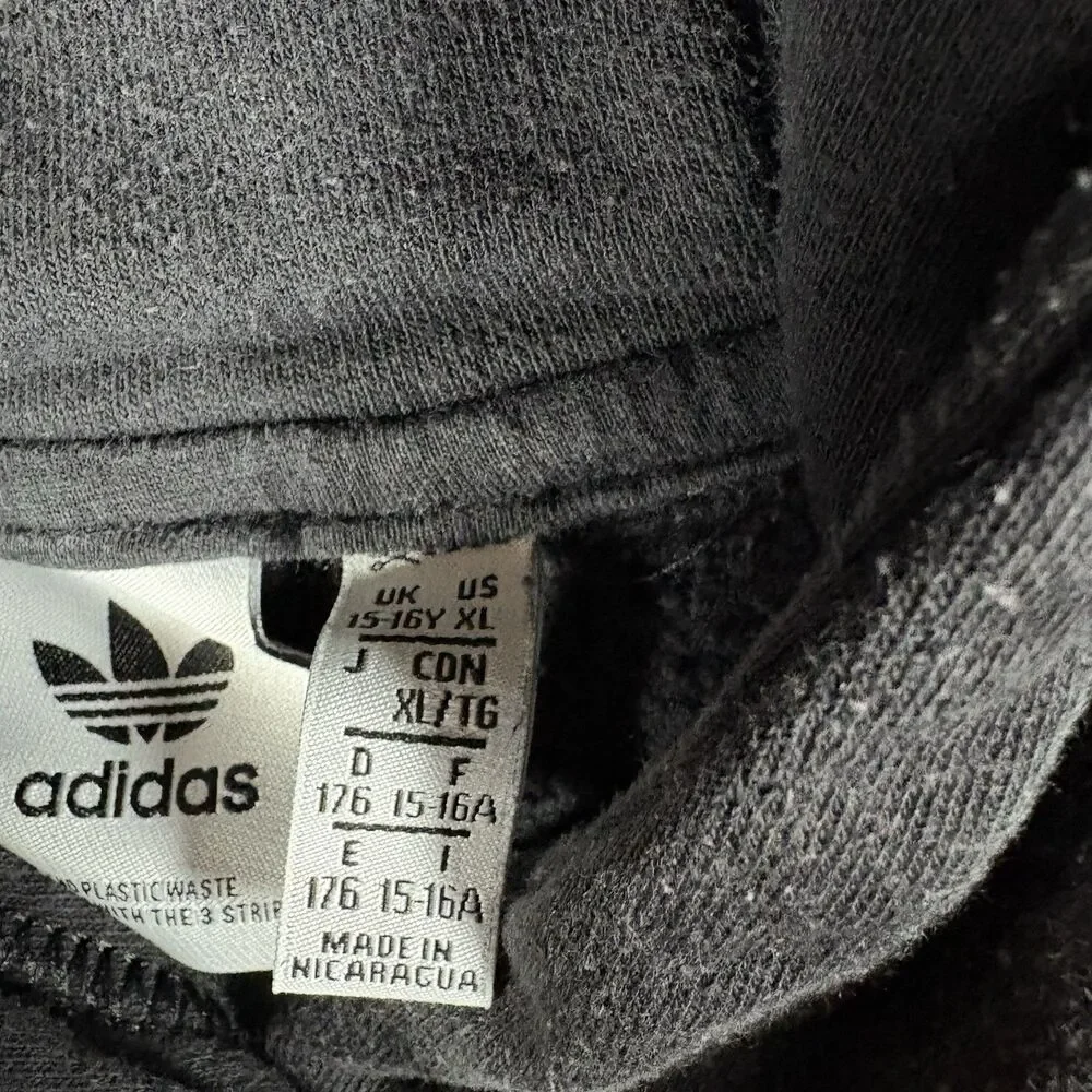 Adidas Youth XL (16-17) Graphic Cloudy Trefoil Pullover Hoodie Sweatshirt Black
